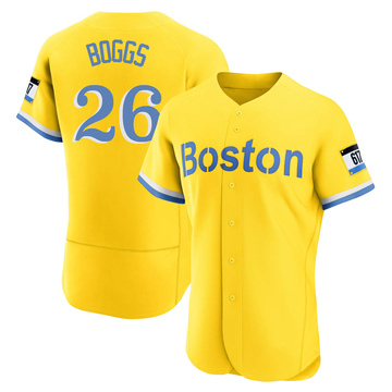 Wade Boggs Men's Authentic Boston Red Sox Gold/Light Blue 2021 City Connect Jersey