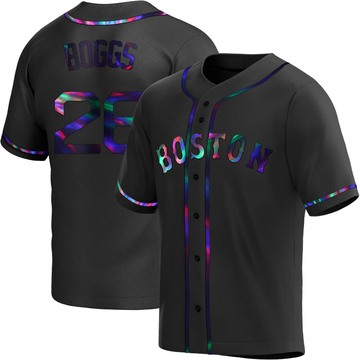 Wade Boggs Men's Replica Boston Red Sox Black Holographic Alternate Jersey