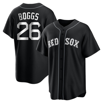 Wade Boggs Men's Replica Boston Red Sox Black/White Jersey