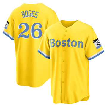 Wade Boggs Men's Replica Boston Red Sox Gold/Light Blue 2021 City Connect Player Jersey