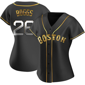 Wade Boggs Women's Replica Boston Red Sox Black Golden Alternate Jersey