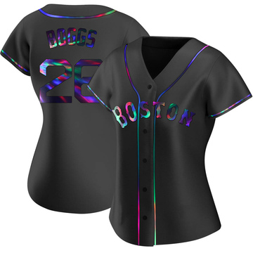 Wade Boggs Women's Replica Boston Red Sox Black Holographic Alternate Jersey